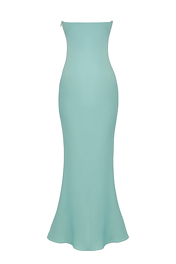 jade satin strapless maxi dress