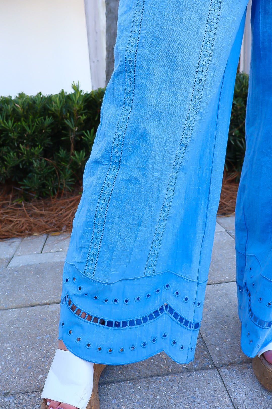 Coastal Blue Eyelet Wide Leg Set