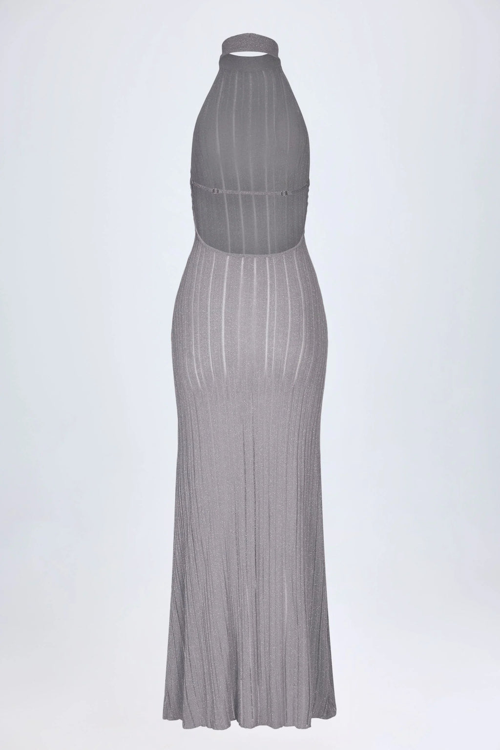 Backless Halterneck Maxi Dress in Silver