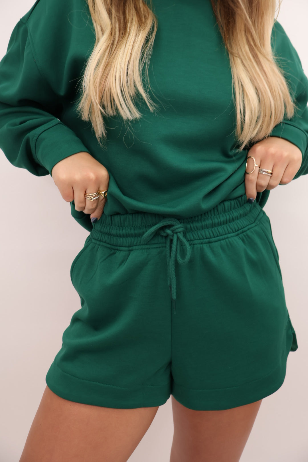 Scuba Mock Neck Shorts Set - Green