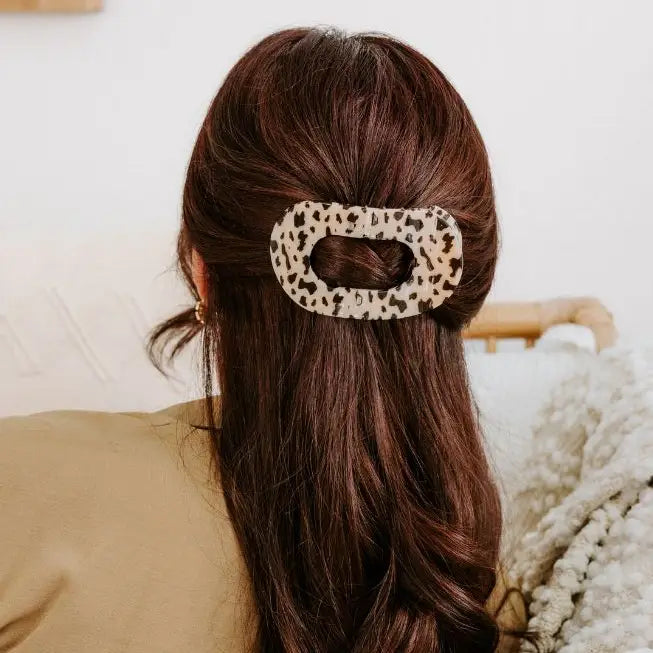 TELETIES Medium Flat Round Hair Clip - Blonde Tortoise
