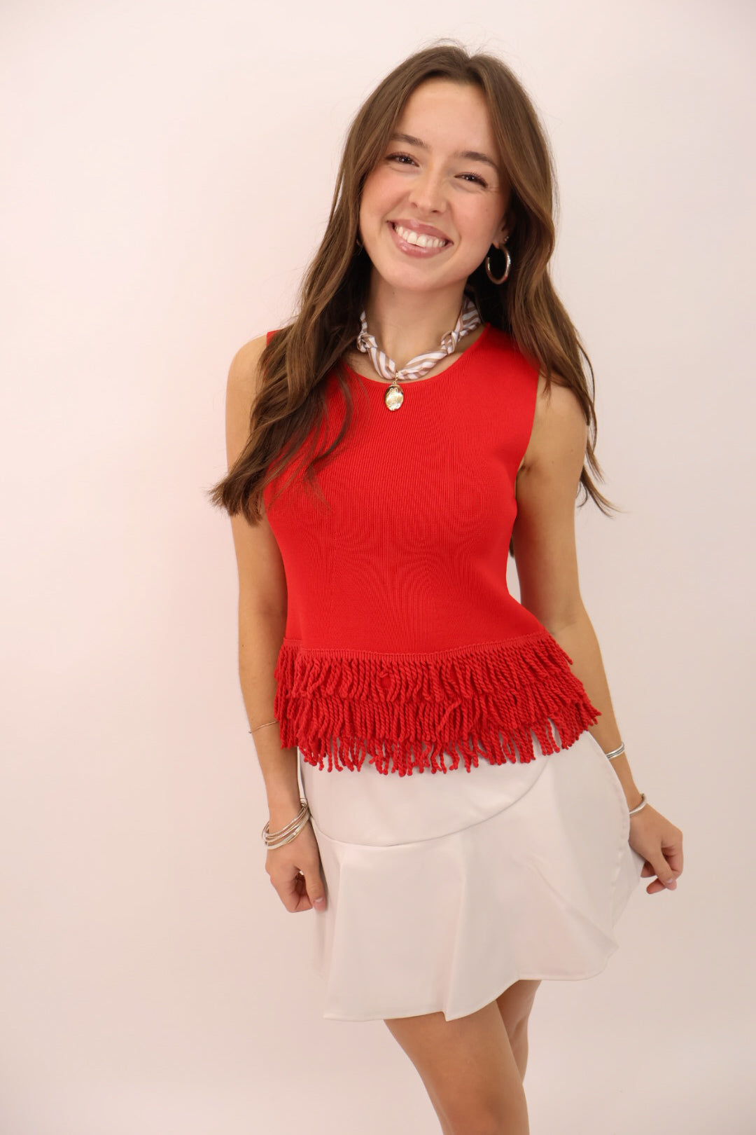 Cream Faux Leather Wrap Skort