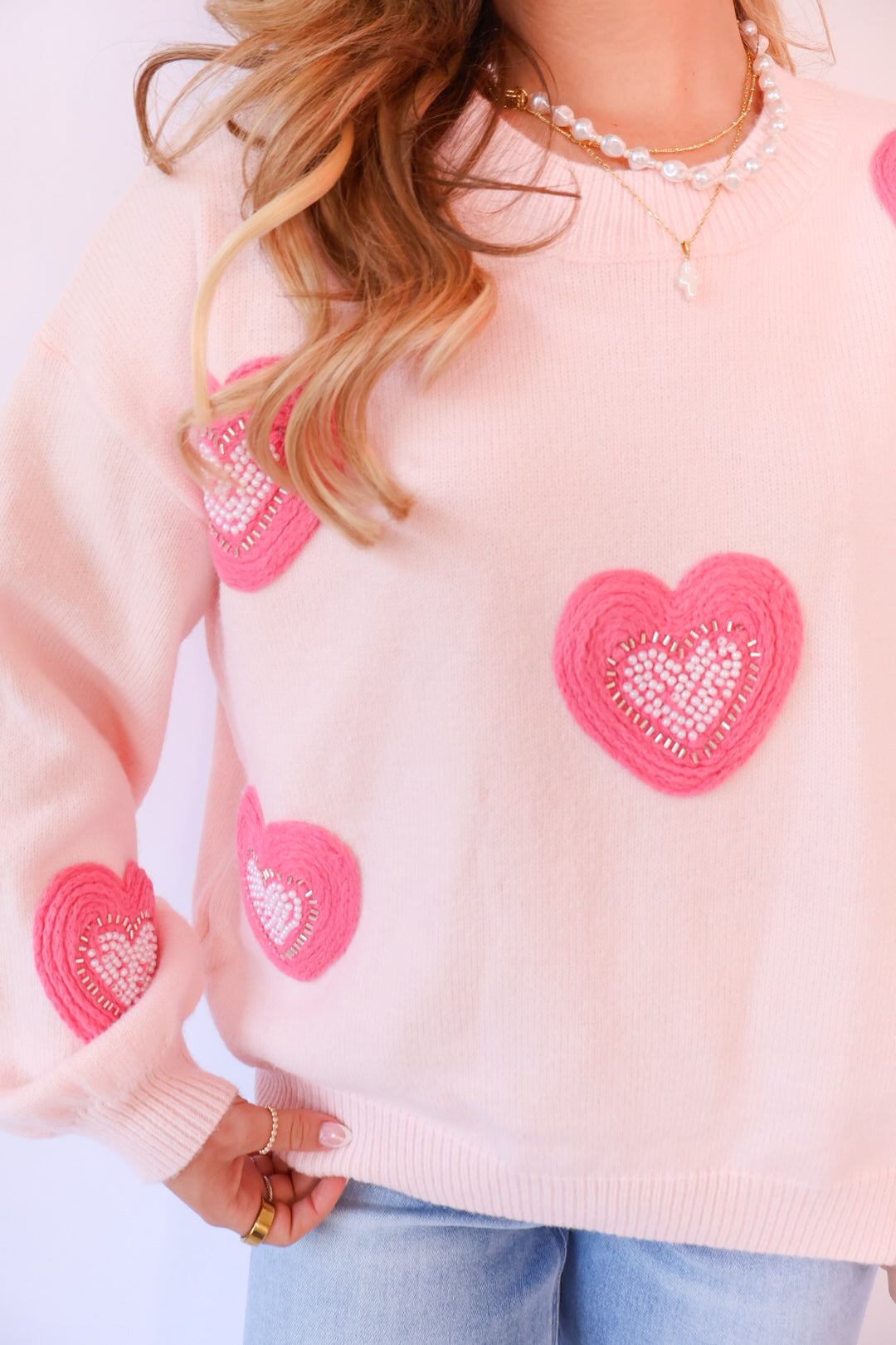 Be Mine Beaded Heart Sweater