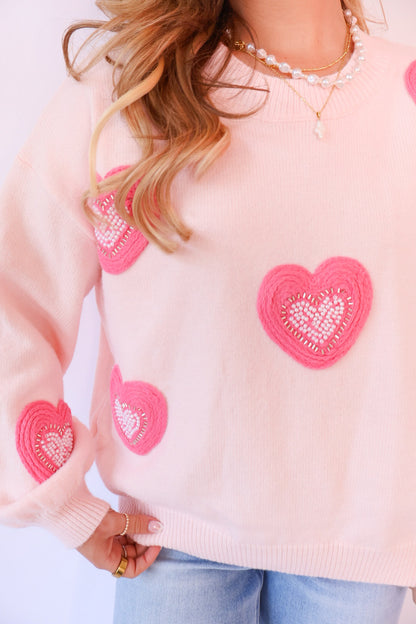 Be Mine Beaded Heart Sweater