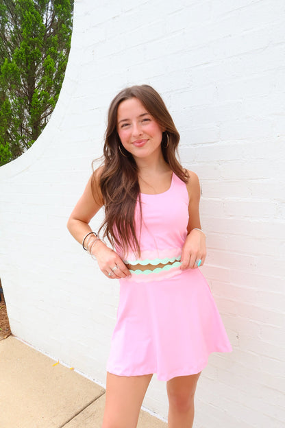 Pink Scalloped Active Skort Set