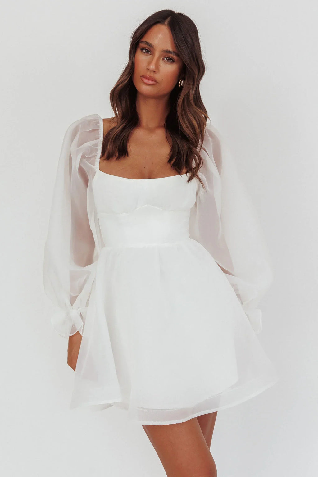 I've Got Sunshine Long Sleeve Mini Dress White