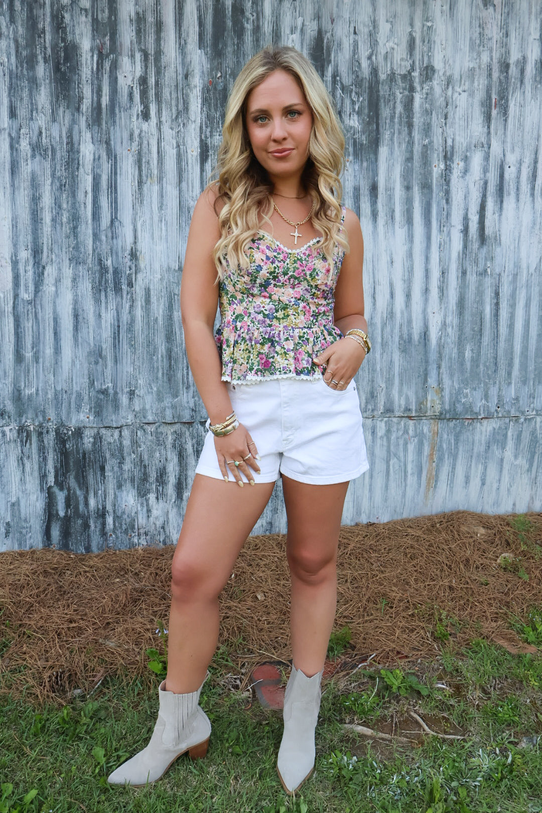 Garden Party Cami Peplum Top