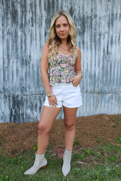 Garden Party Cami Peplum Top