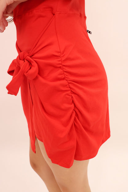 Red Wrap Front Athletic Romper