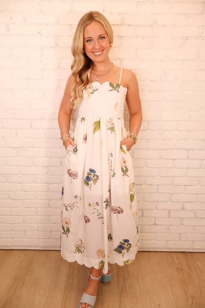 Scalloped Garden Midi Dress