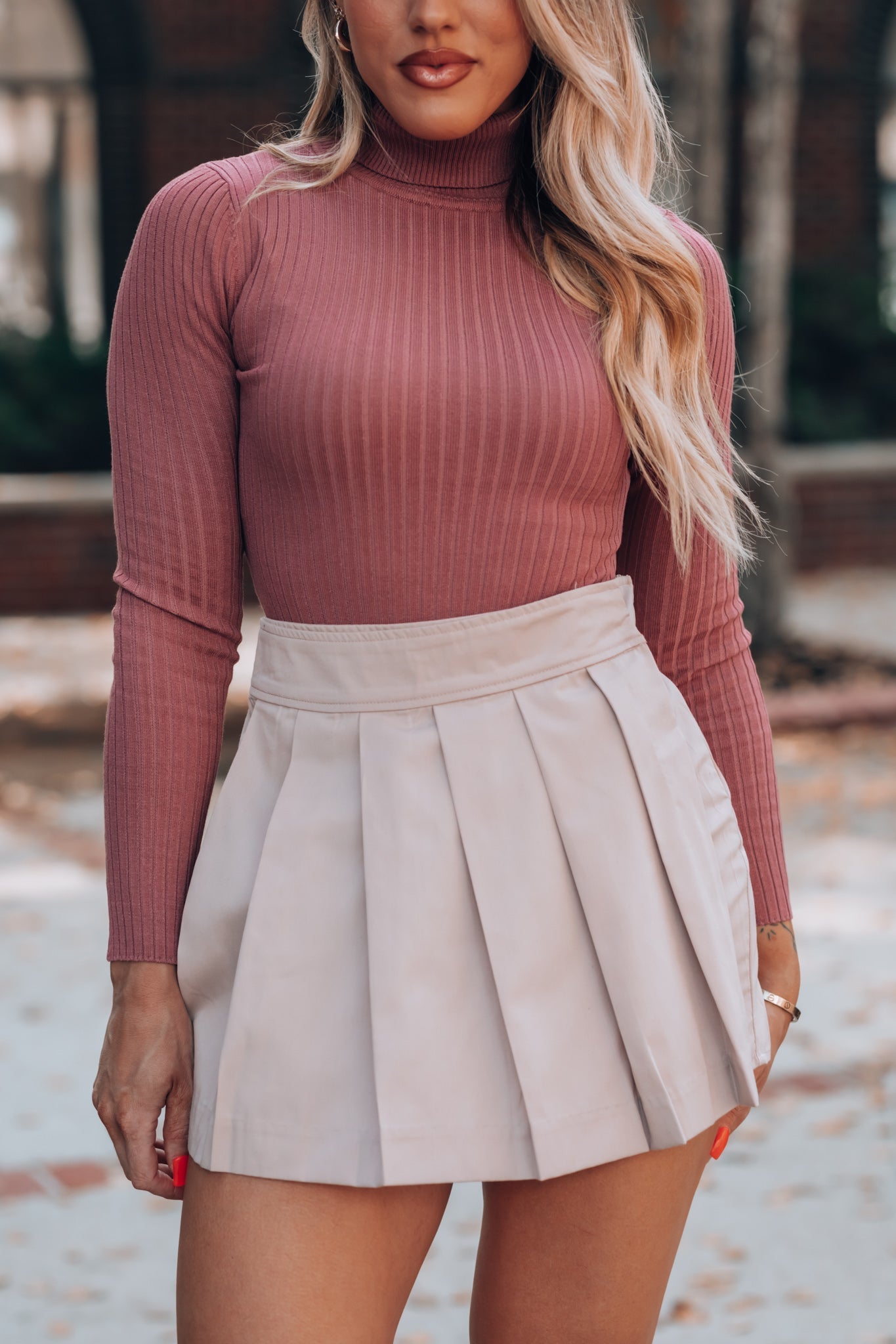 Atlas Pleated Skort (Taupe) FINAL SALE