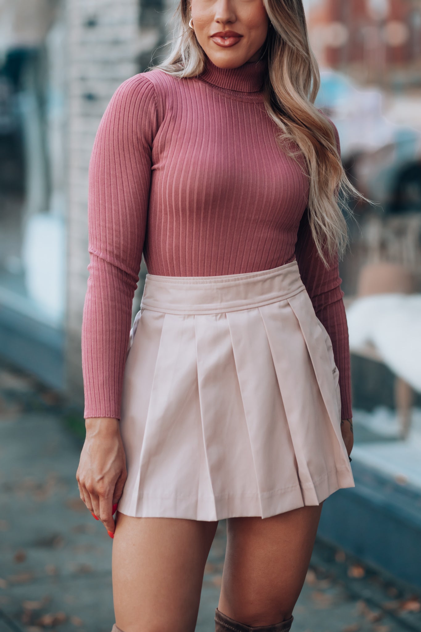 Atlas Pleated Skort (Taupe) FINAL SALE