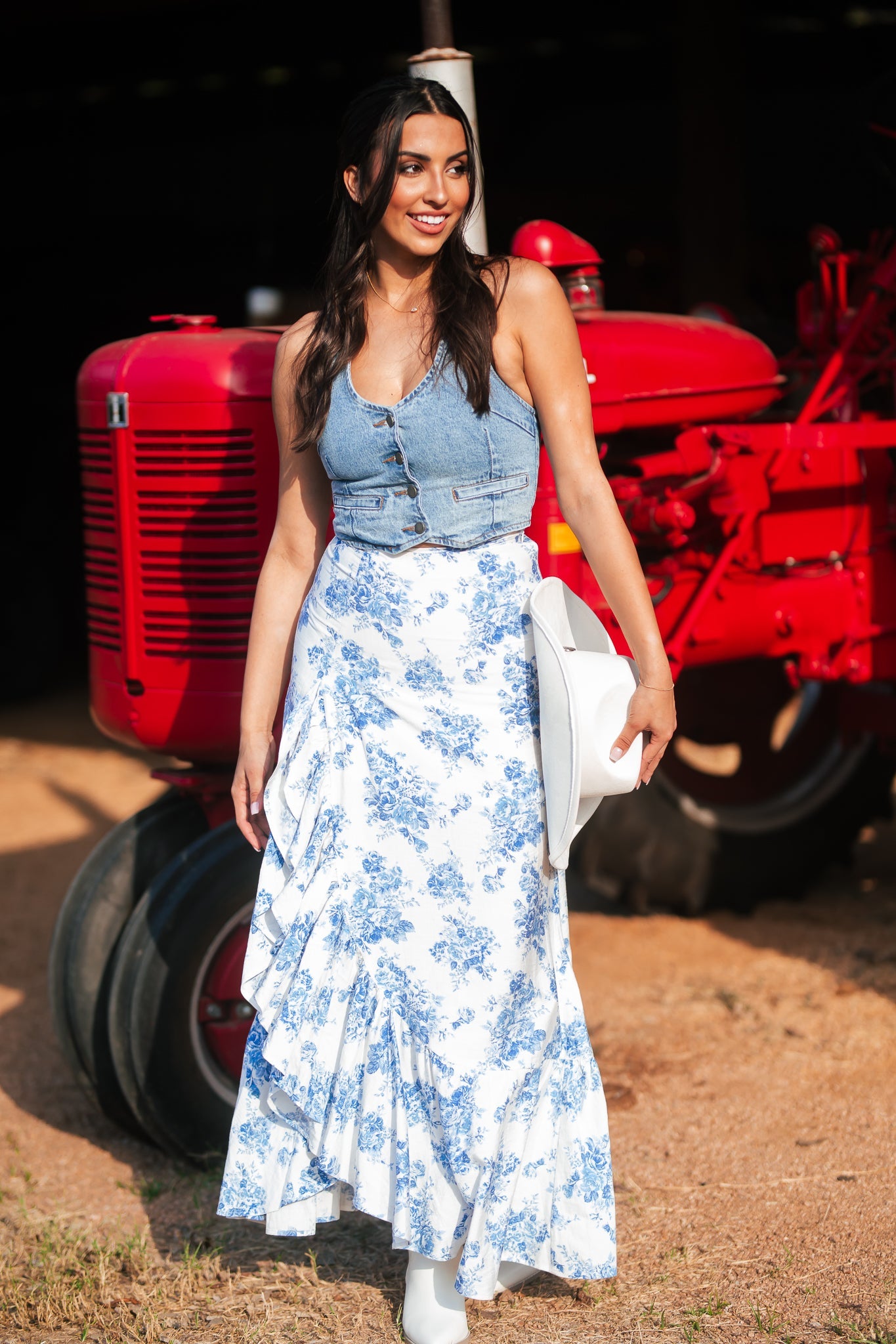 Rodeo Floral Ruffle Maxi Skirt