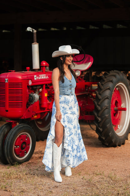 Rodeo Floral Ruffle Maxi Skirt