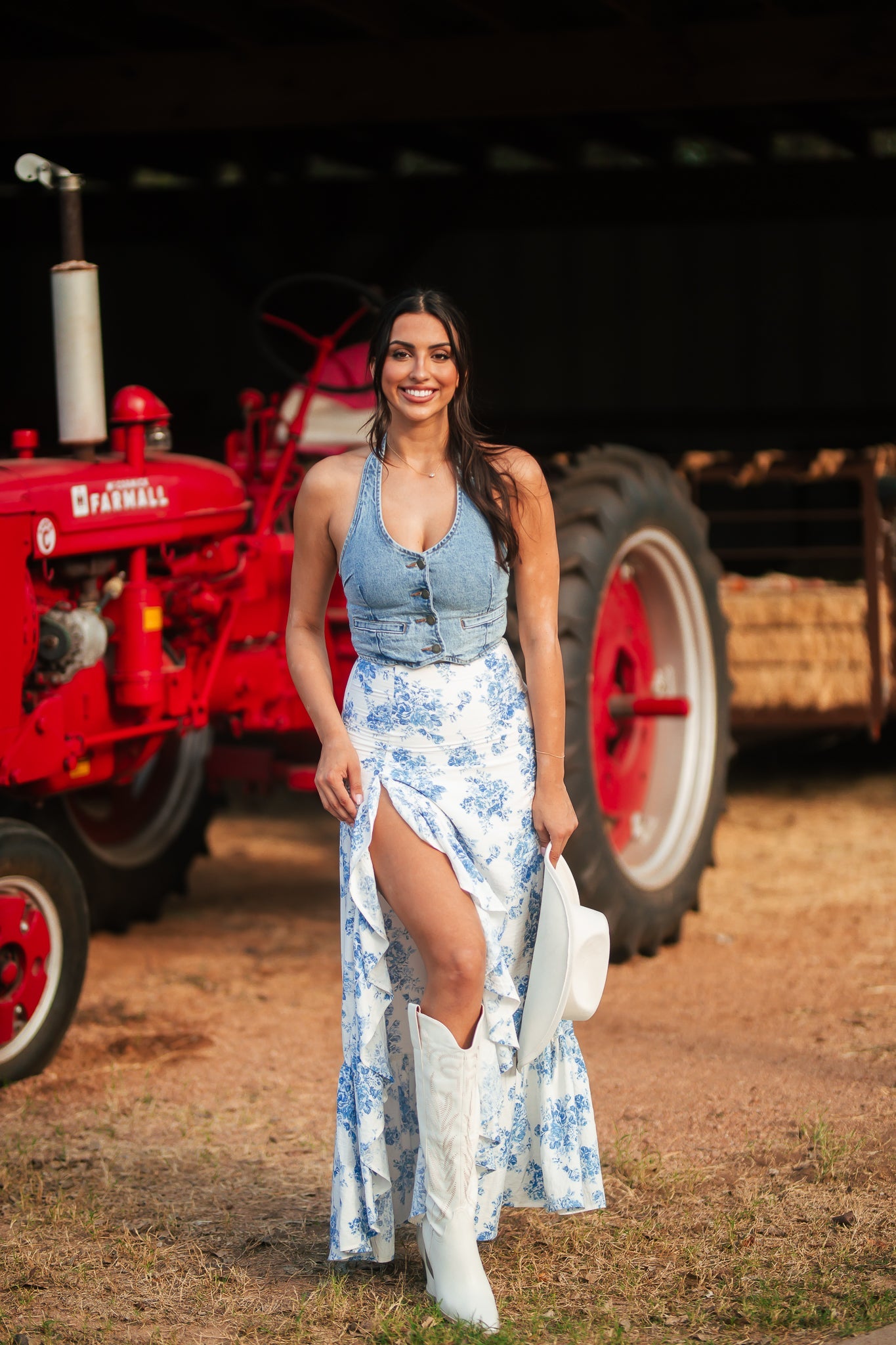Rodeo Floral Ruffle Maxi Skirt