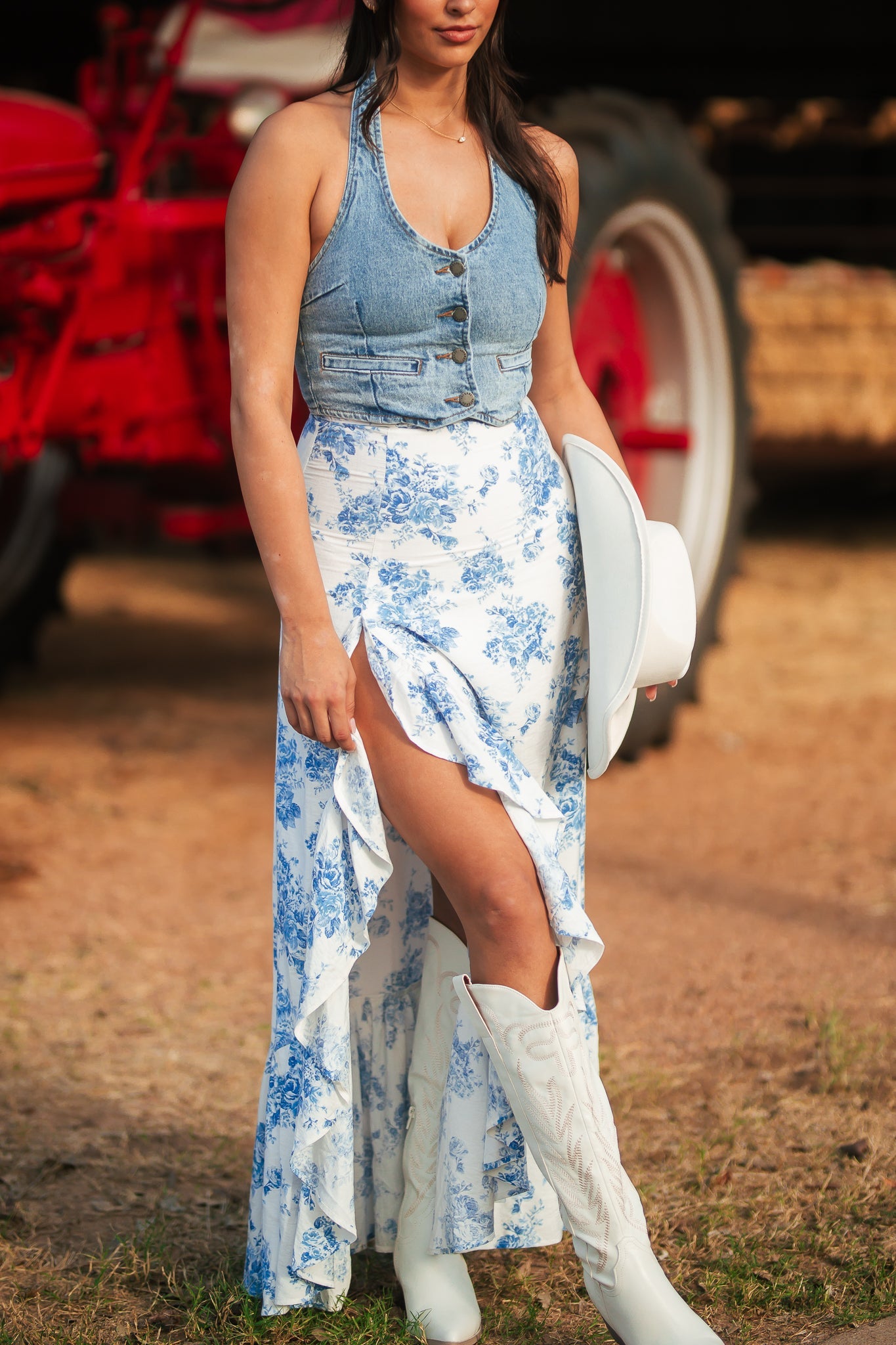 Rodeo Floral Ruffle Maxi Skirt