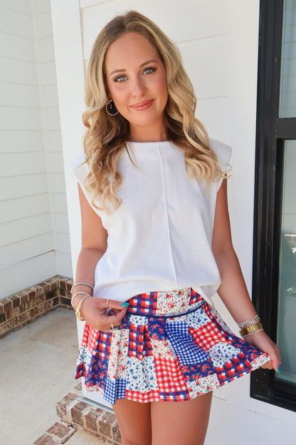 Americana Patchwork Active Skort