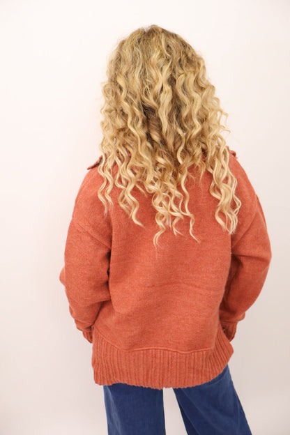 The Autumn Pocket Sweater - Rust
