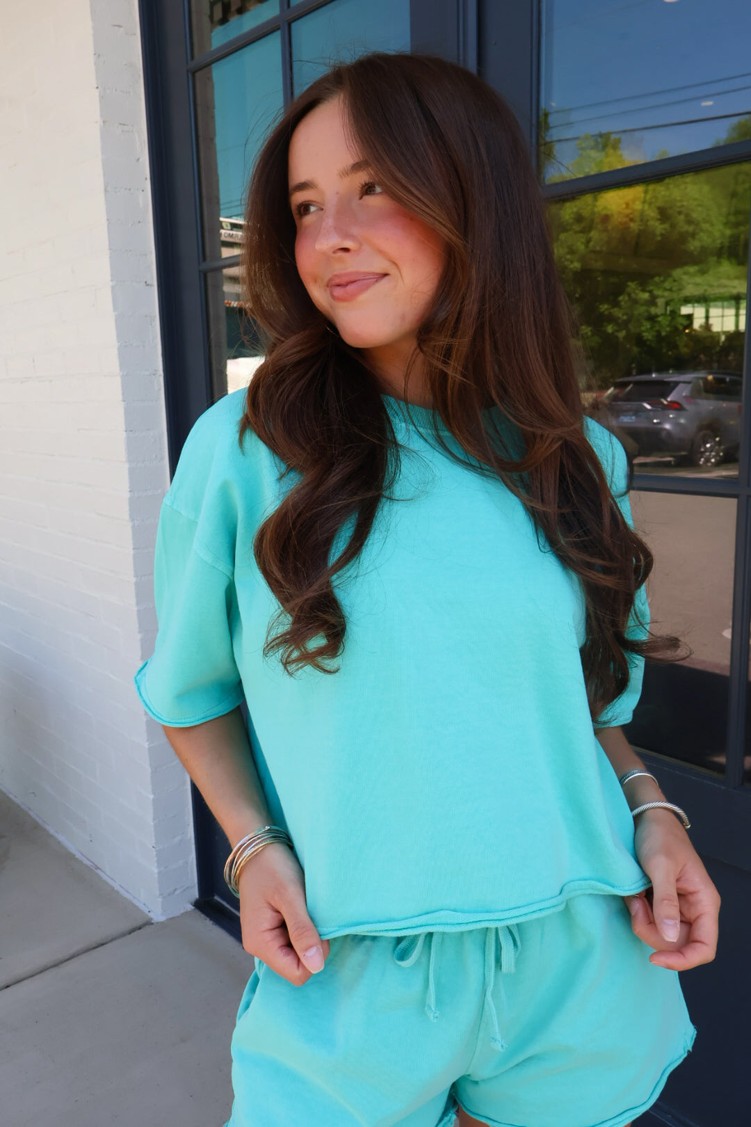 Casual Boxy Tee + Shorts Set
- Turquoise