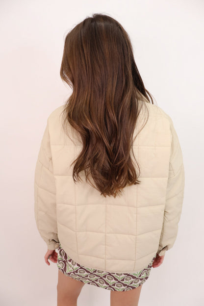 Cozy Up Quilted Puffer Jacket - Beige
