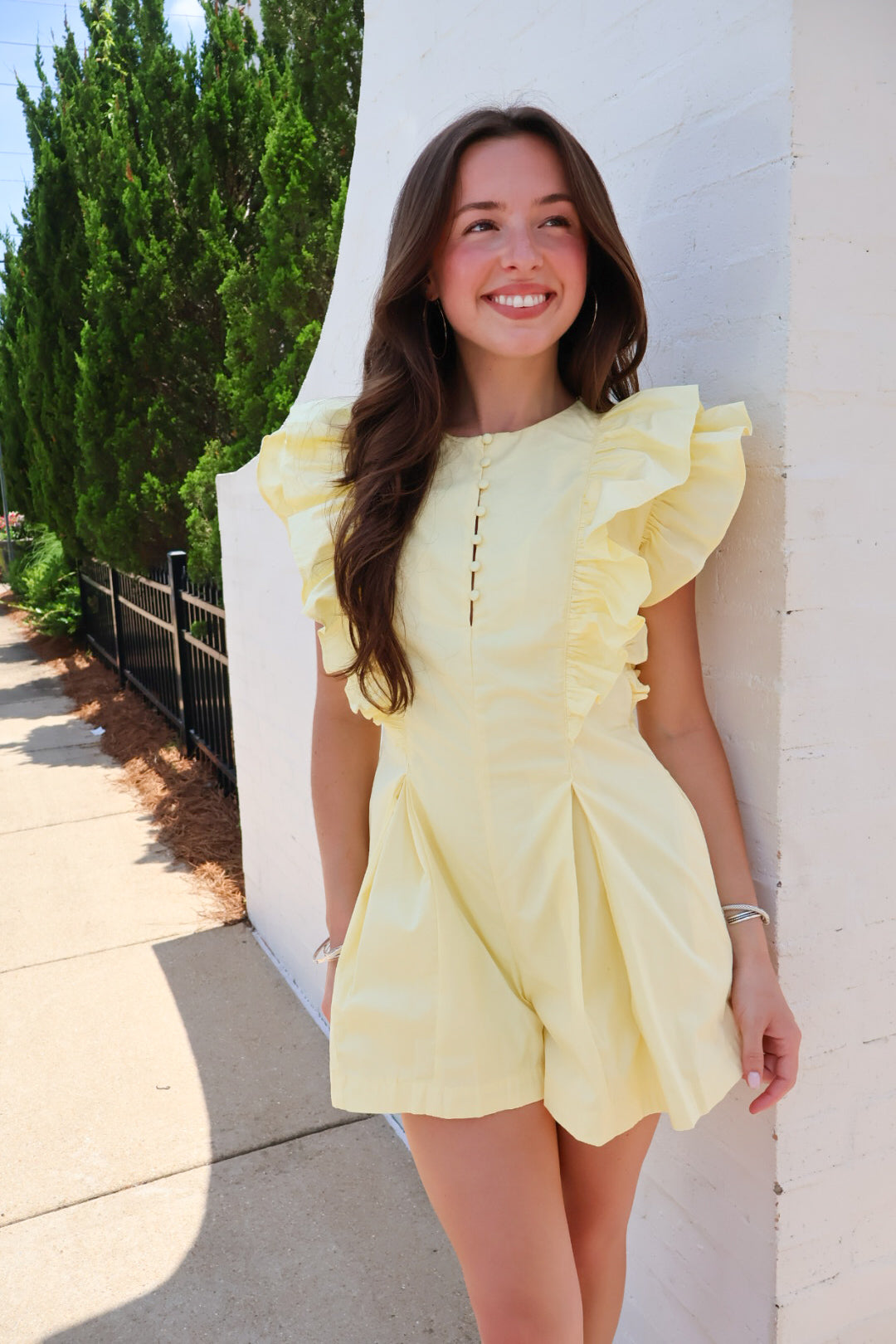 Butter Yellow Ruffle Romper