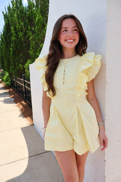 Butter Yellow Ruffle Romper