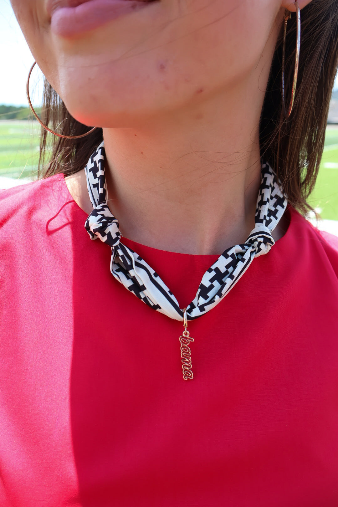 Bama Script Charm Scarf Necklace