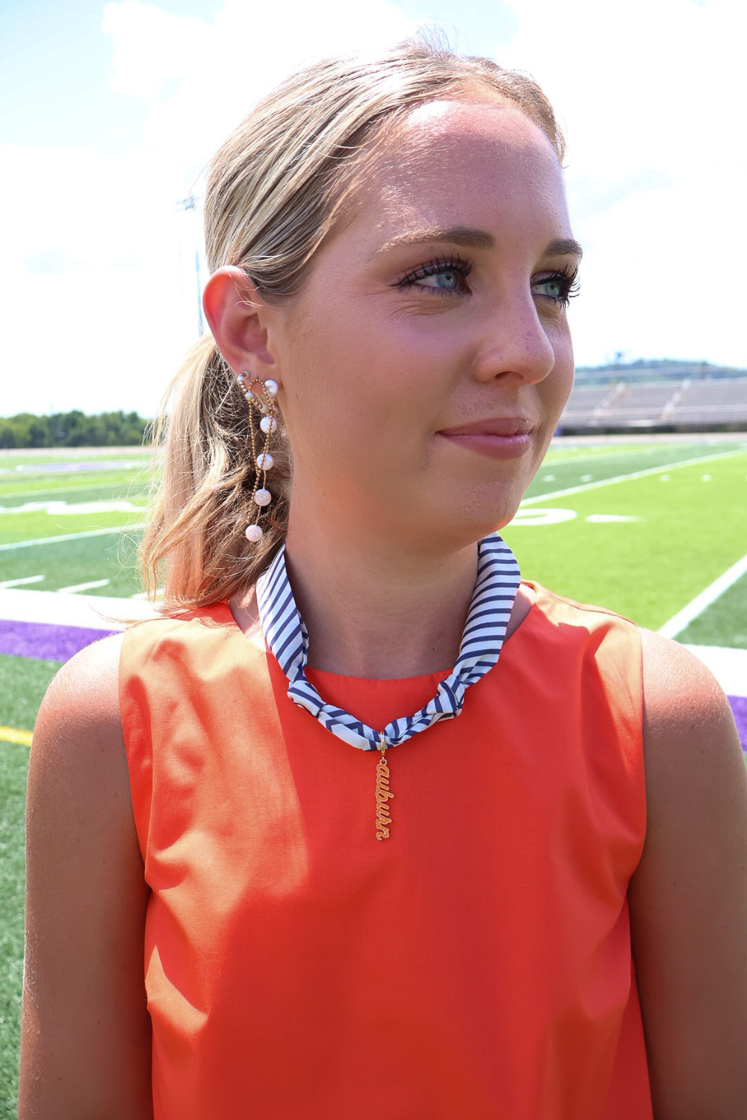 Auburn Script Charm Scarf Necklace