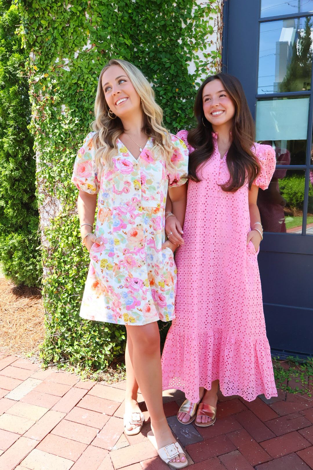 Eyelet Midi Dress - Pink