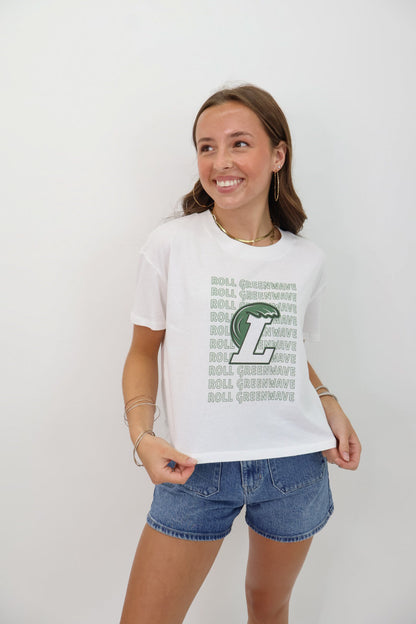 Leeds Roll Greenwave Crop Tee - White