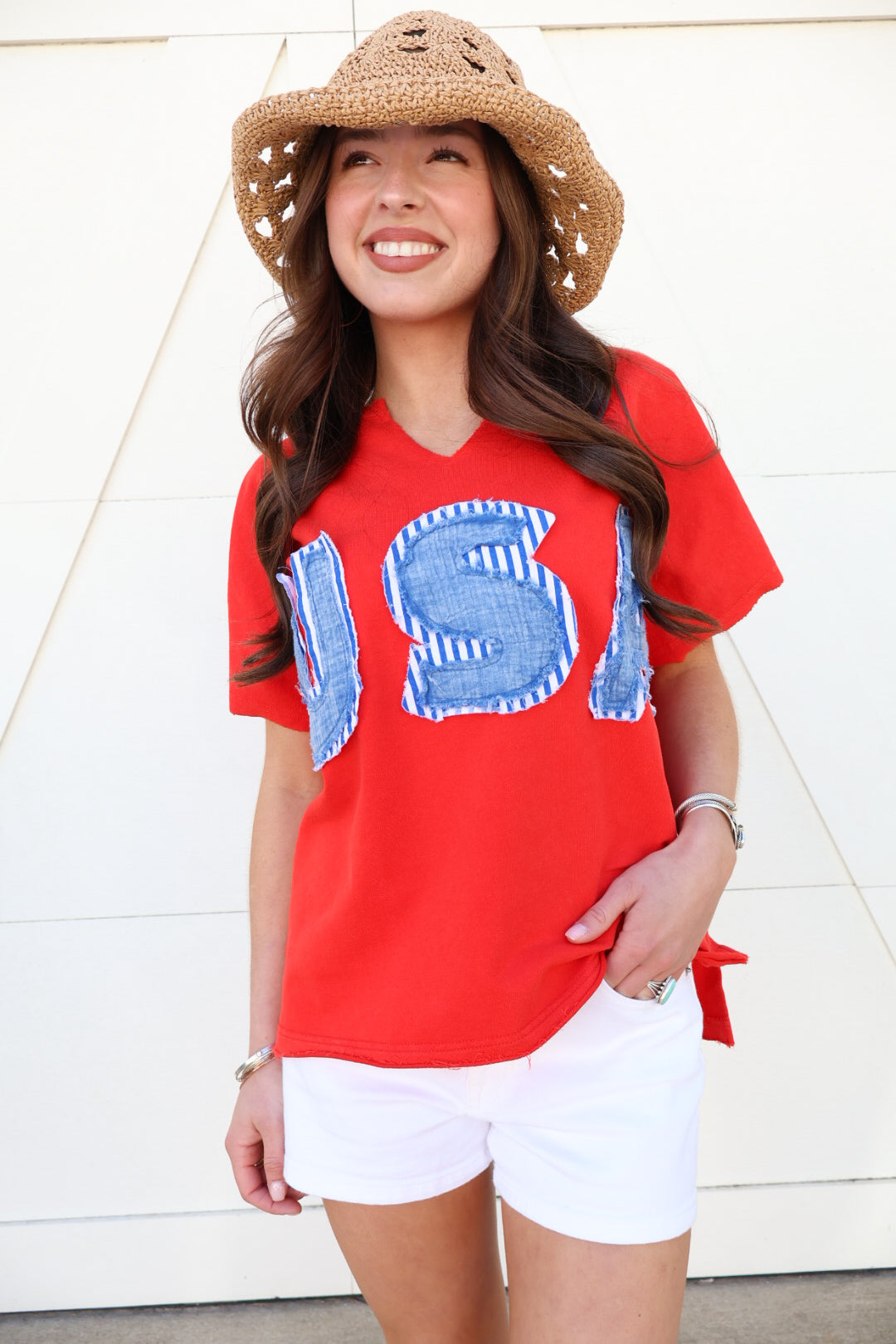 USA Patch Graphic Tee - Red