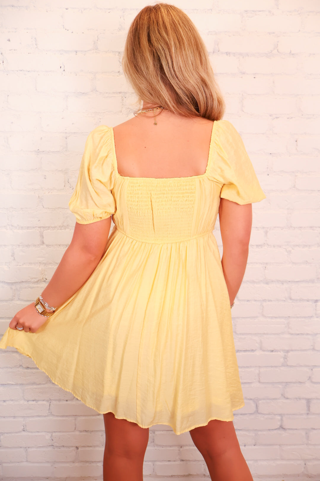 Yellow Babydoll Mini Dress