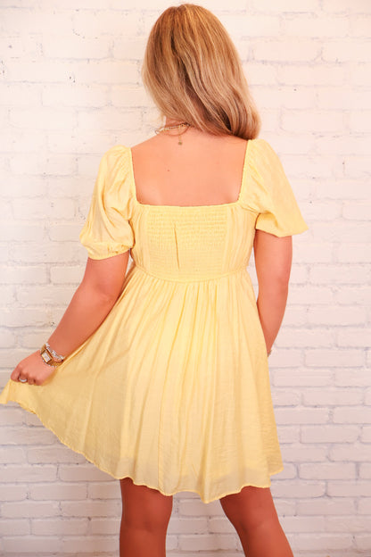 Yellow Babydoll Mini Dress