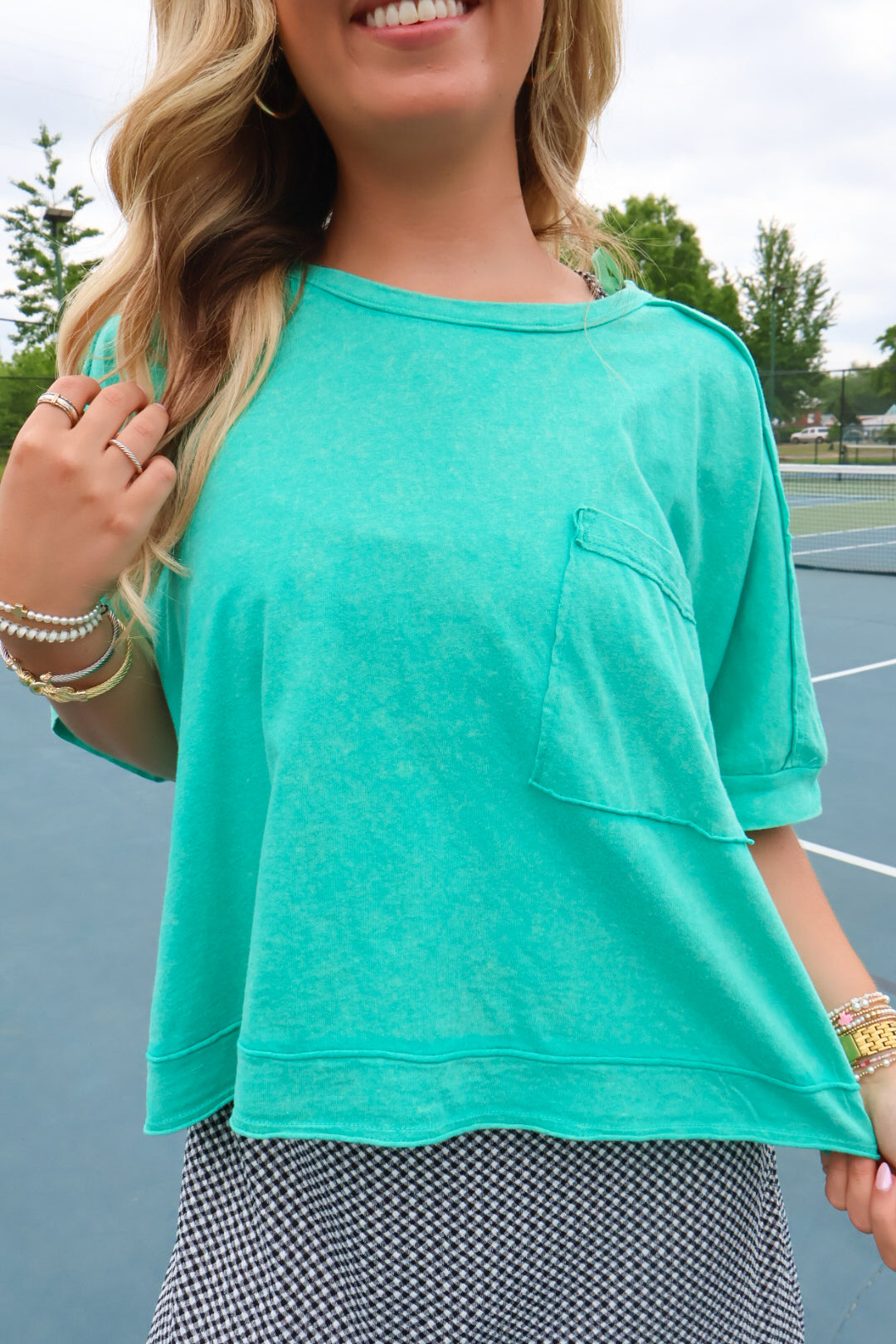 Washed Oversized Pocket Tee - Seafoam