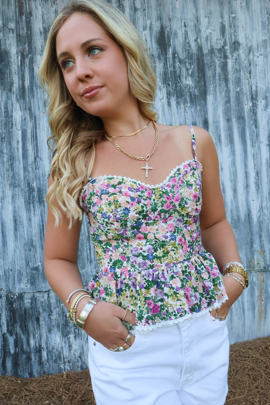 Garden Party Cami Peplum Top