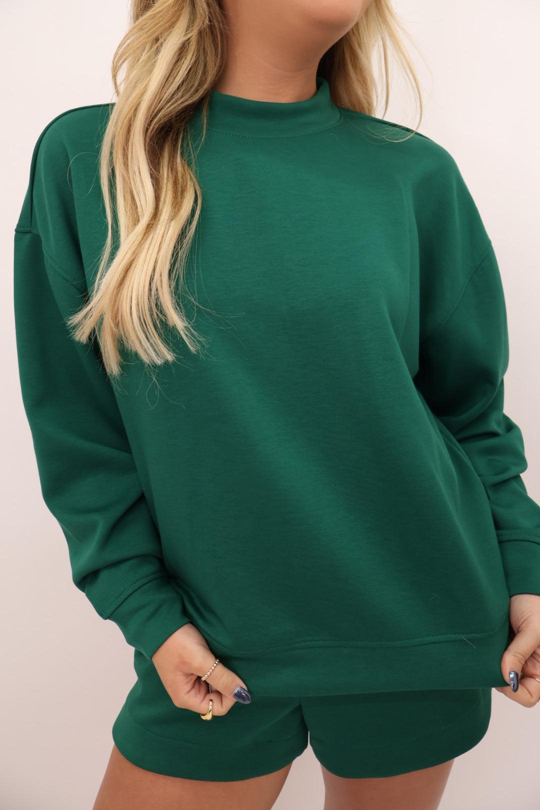 Scuba Mock Neck Shorts Set - Green