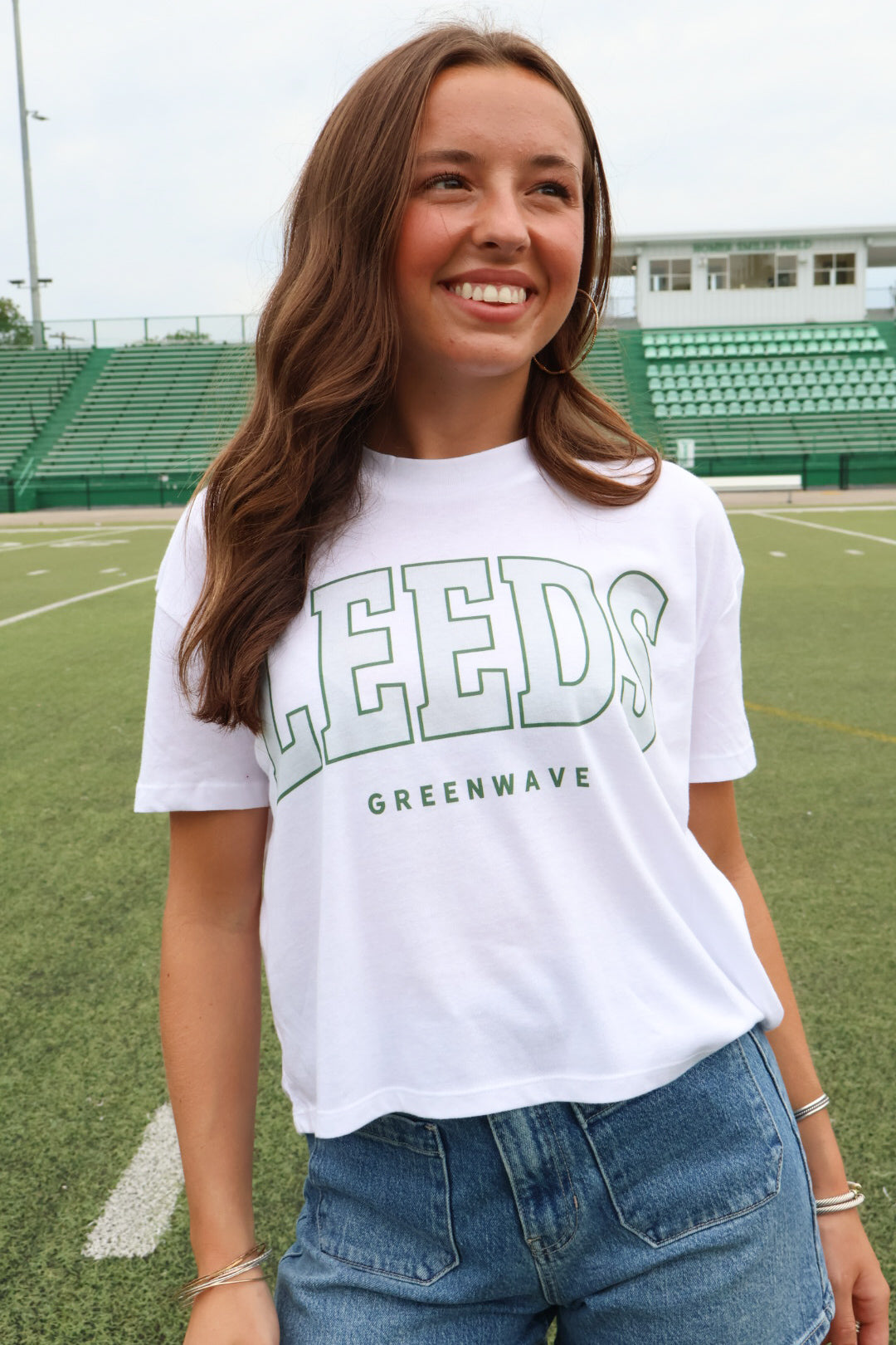 Leeds Block Crop Tee - White