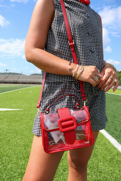 Clear Buckle Crossbody Bag - Red