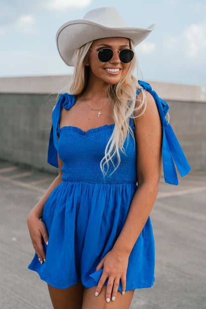 Feeling Blue Smocked Romper