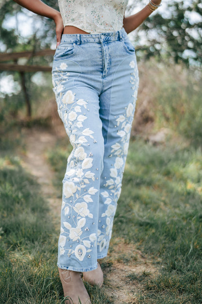 Set In Stone Embroidered Denim Jeans