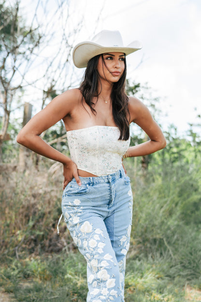 In The Meadow Corset Top (Oatmeal)