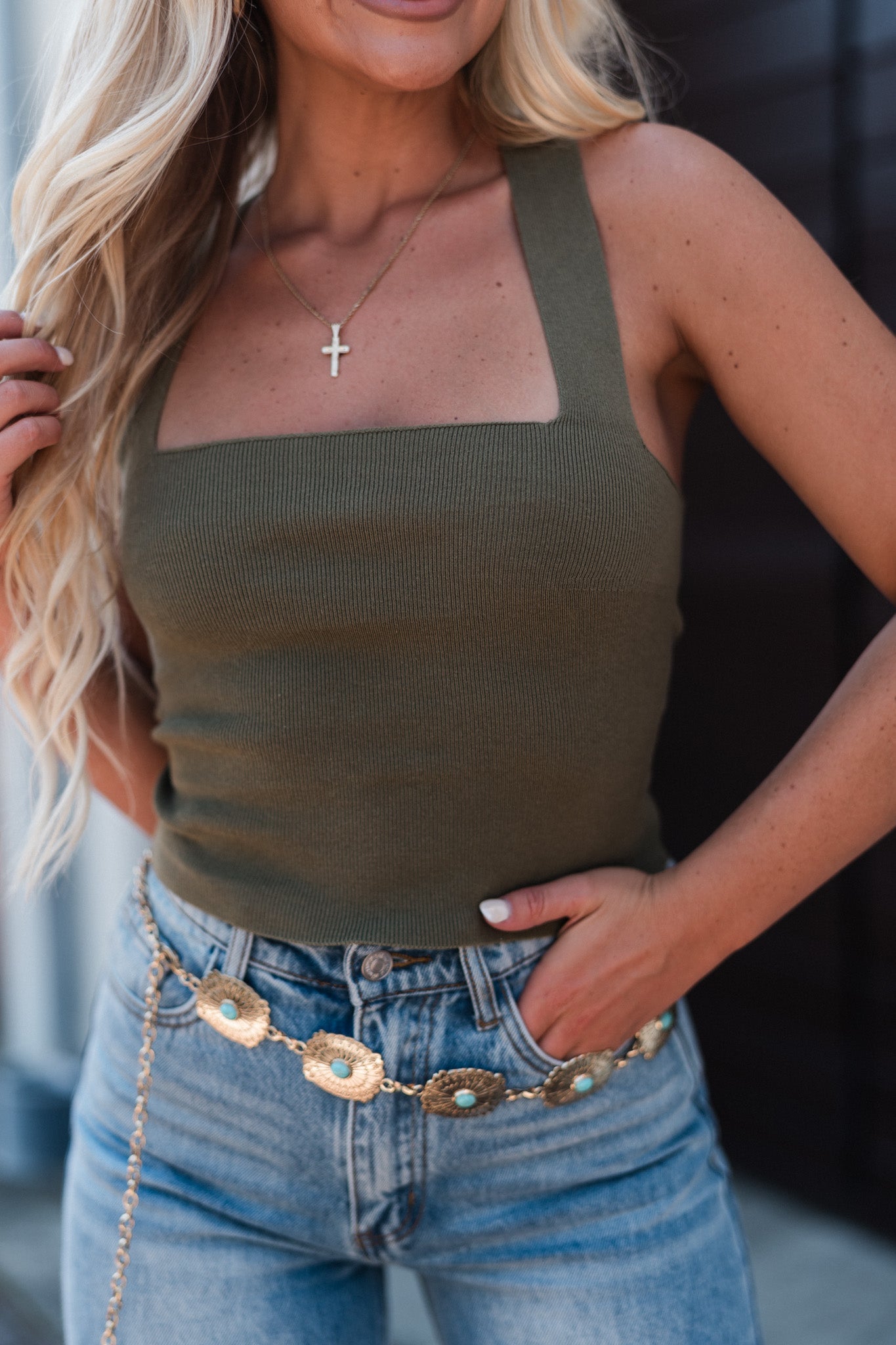 Heartbreaker Knit Crop Top (Olive) FINAL SALE