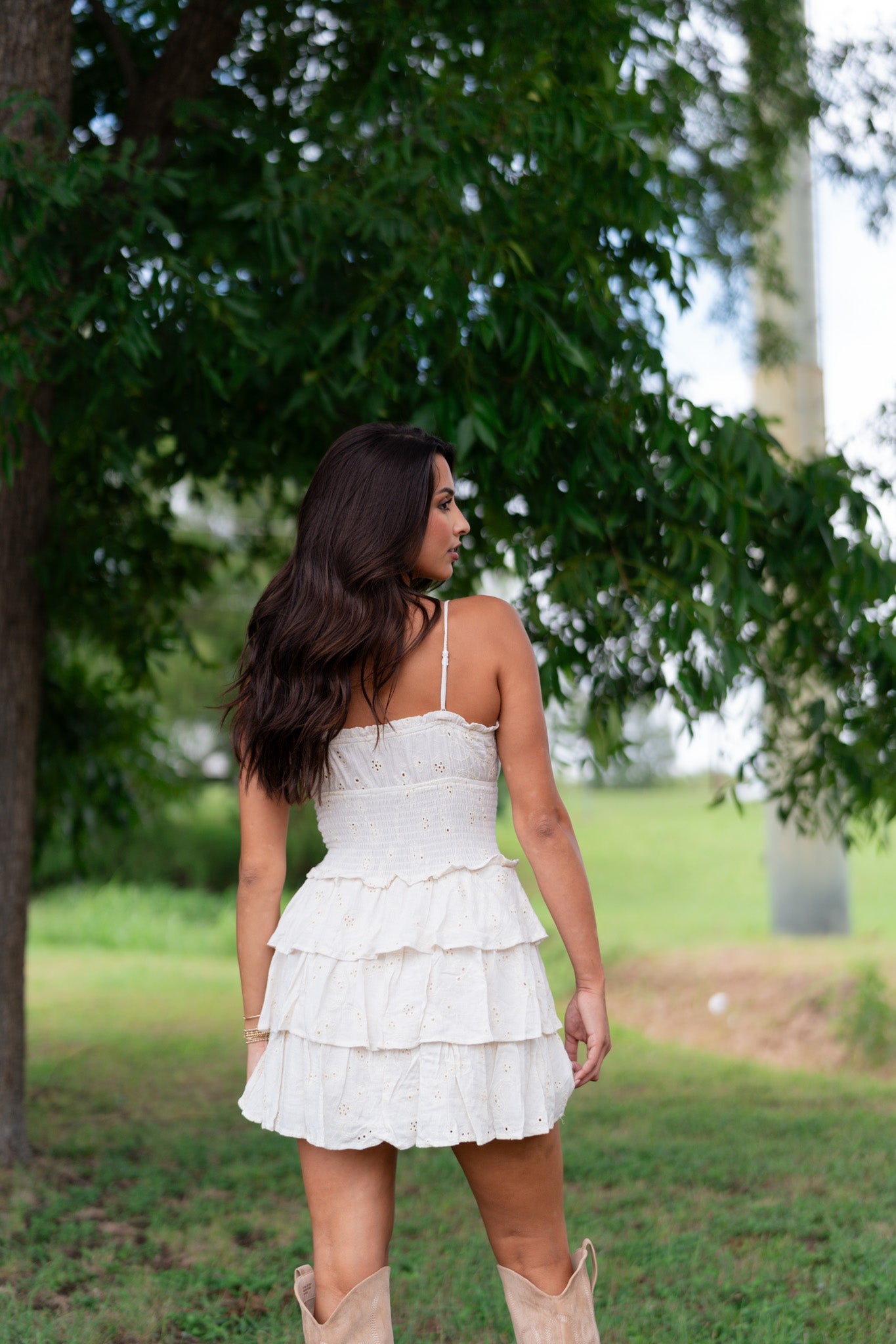 Willa Ruffled Mini Dress (Natural) FINAL SALE