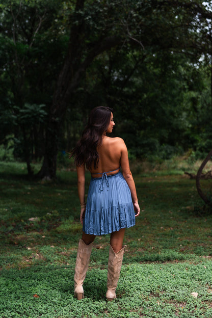 Ryan Halter Mini Dress (Ocean) FINAL SALE