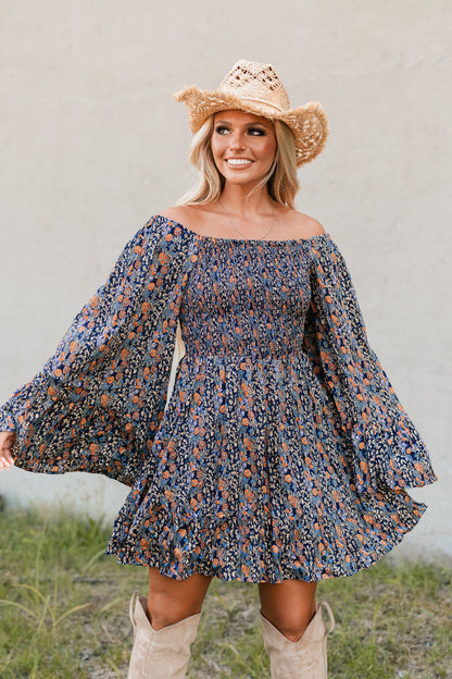 She's A Catch Bell Sleeve Mini Dress