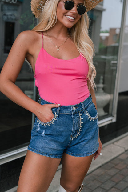 Vibes Strappy Bodysuit (Pink) FINAL SALE