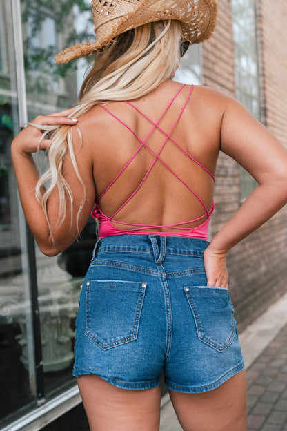 Vibes Strappy Bodysuit (Pink) FINAL SALE