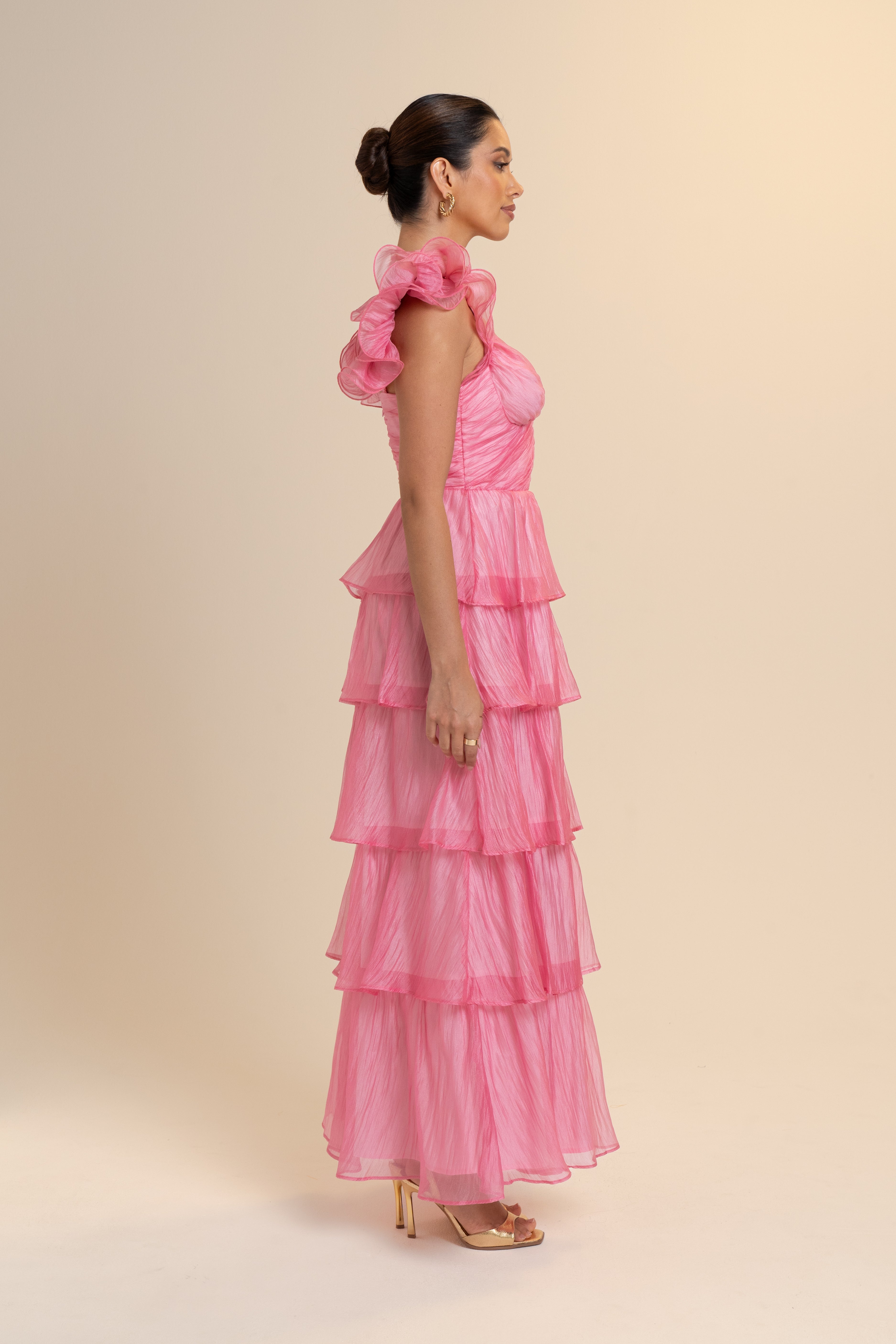 Caterina Ruffle Trim Tiered Maxi Dress