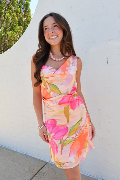 Blushing Bloom One Shoulder Mini Dress