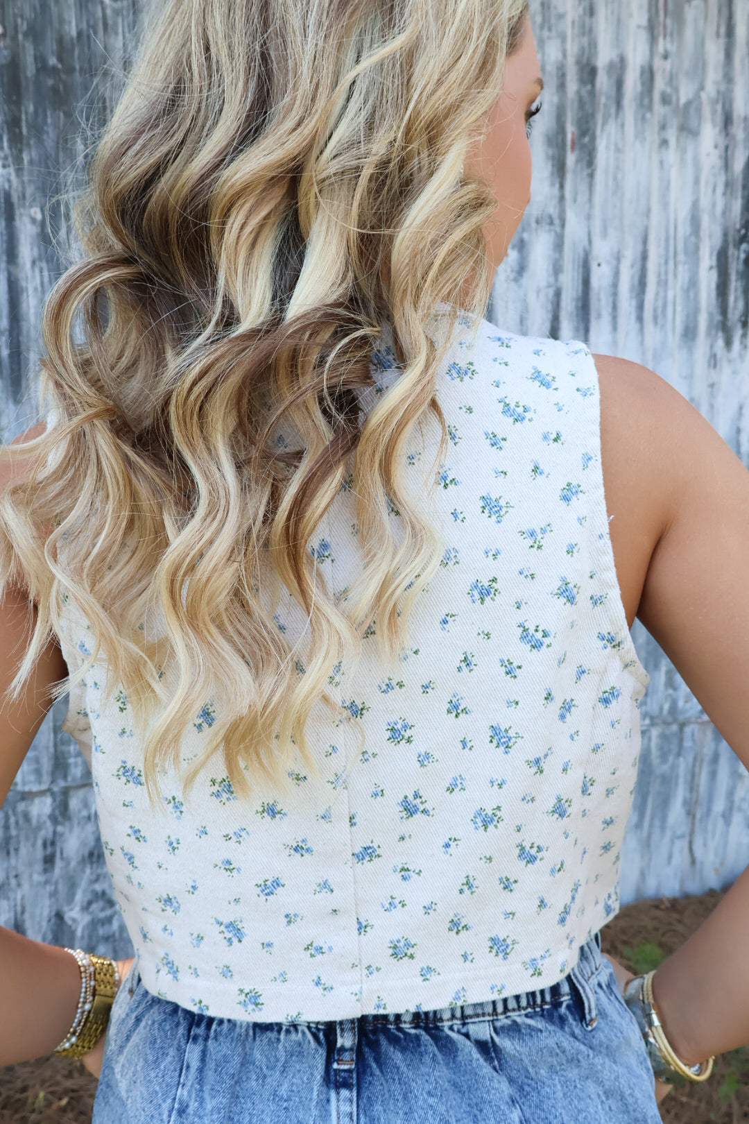 Floral Denim Vest